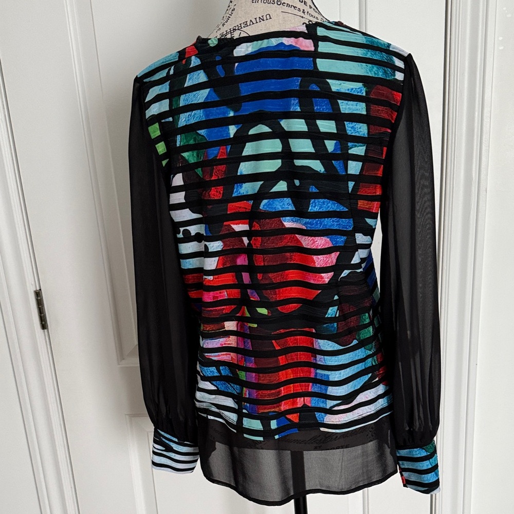 Joseph Ribkof Colorful Striped Sheer Blouse - Picture 4 of 7